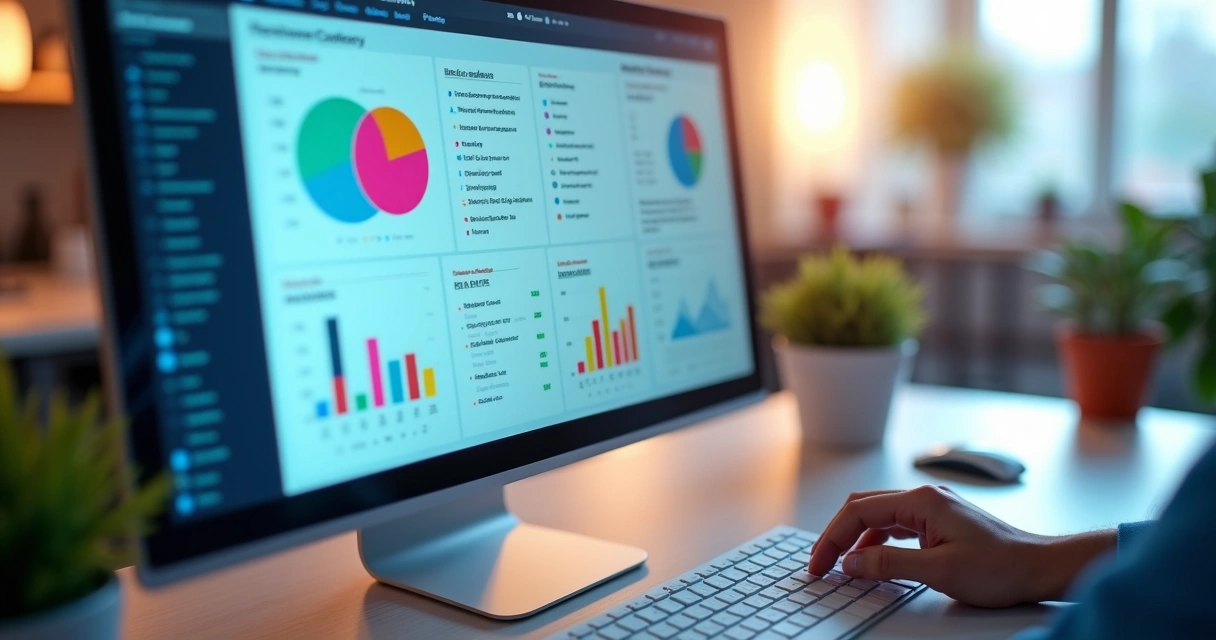 Gráfico digital de acompanhamento de decisões em tela de computador 