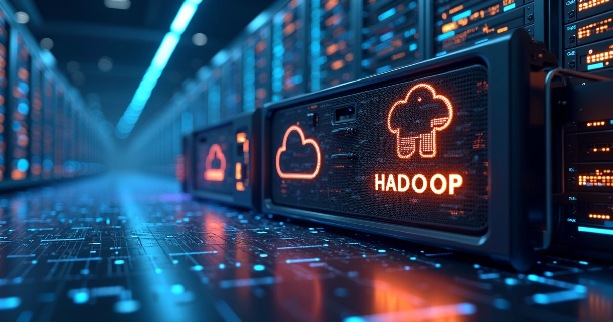 Desenho de servidores Hadoop e Spark conectados 