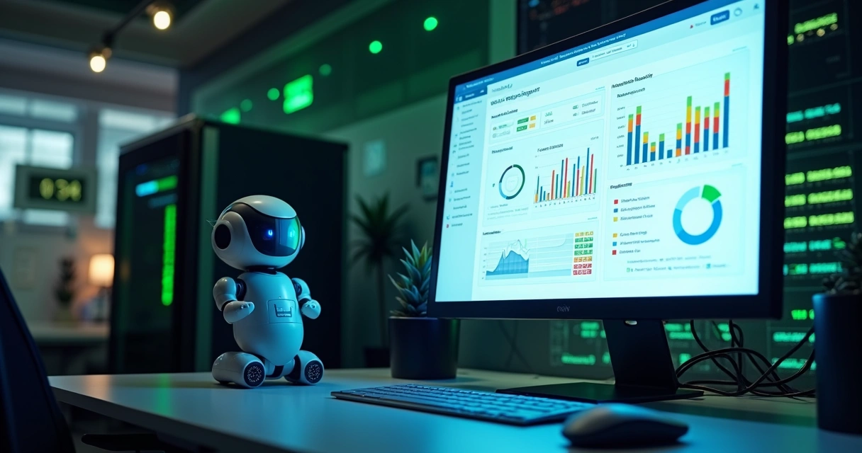 Interface de hospedagem inteligente com IA controlando servidores 