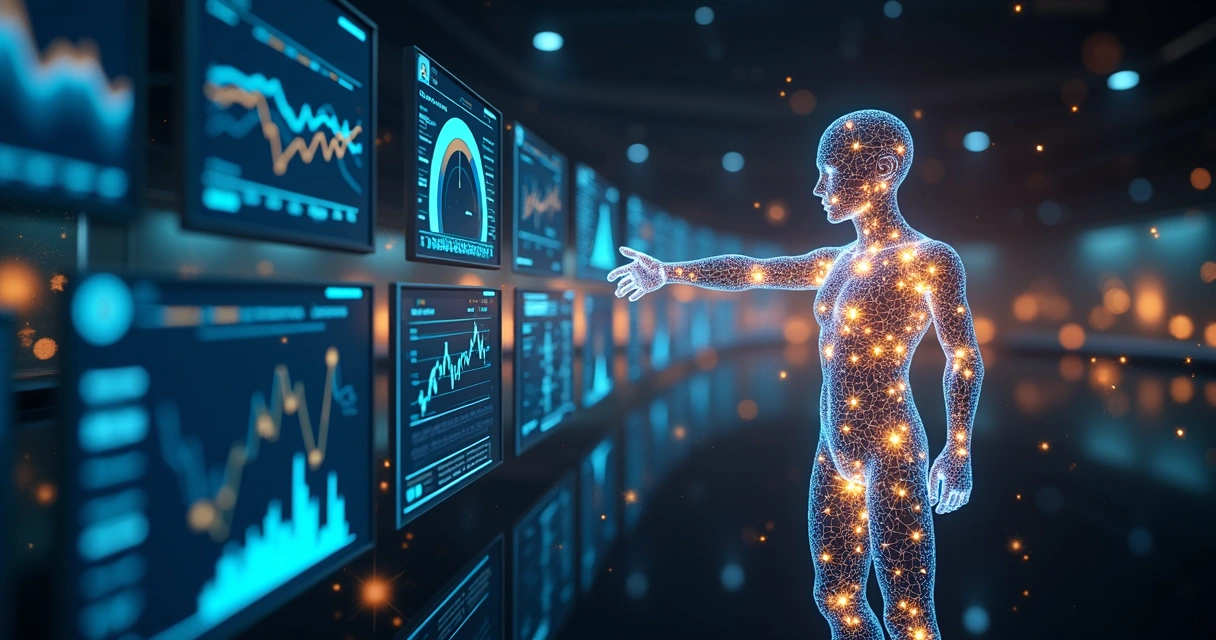 Representação de inteligência artificial analisando dados financeiros 