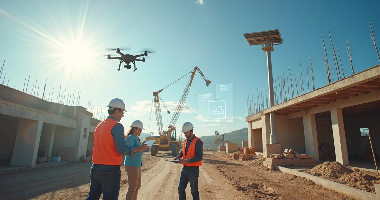 Equipamentos de construção e IA integrados no canteiro de obra brasileiro 