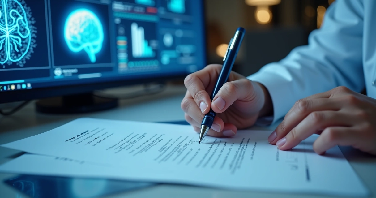 Visão de IA auxiliando médico a analisar exames 