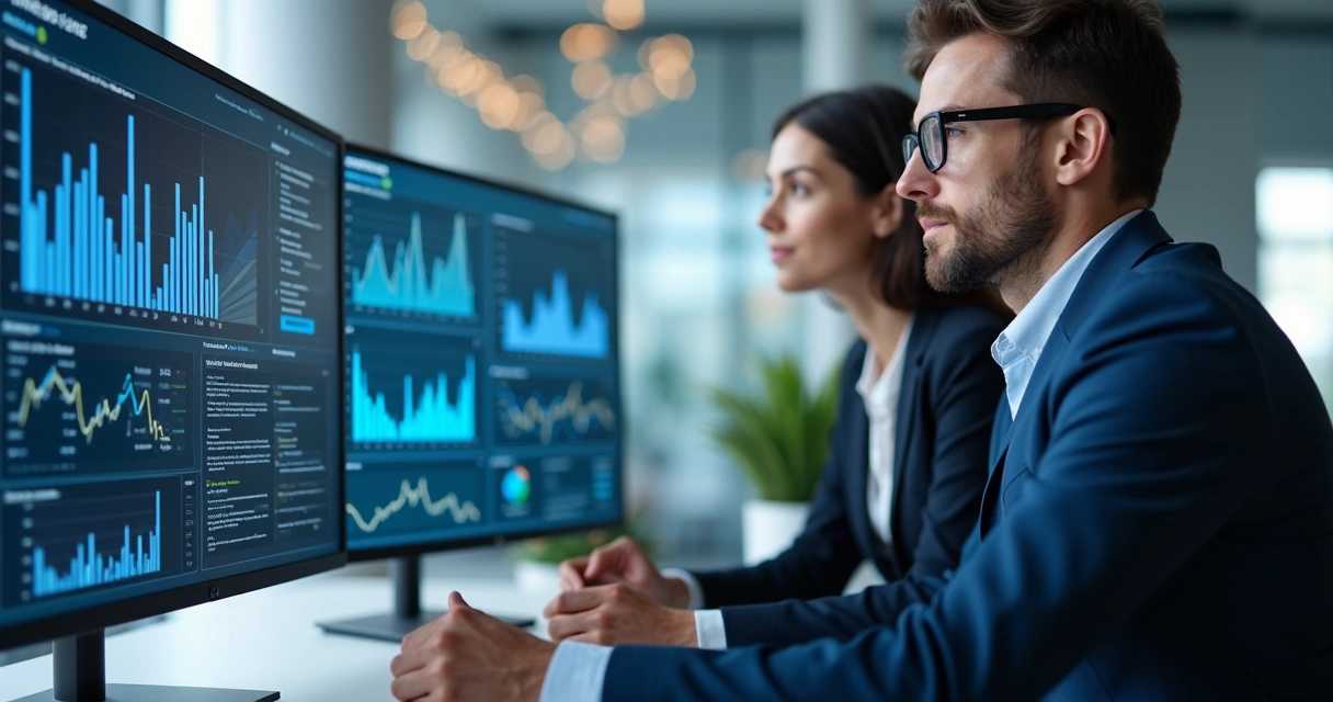 Profissionais usando tecnologia inovadora em contabilidade 