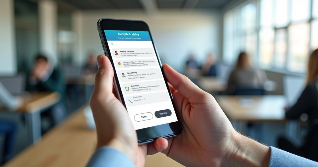 Tela de celular exibindo treinamento digital de integração 