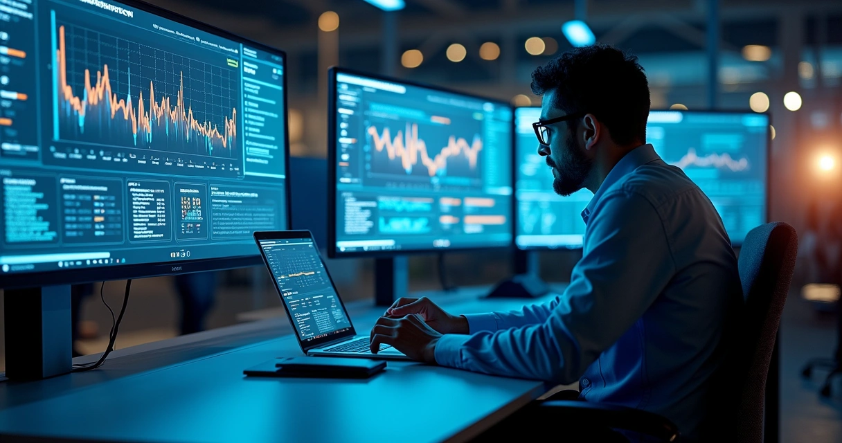 Padronização de telas de computadores mostrando vendas online e controle de estoque 