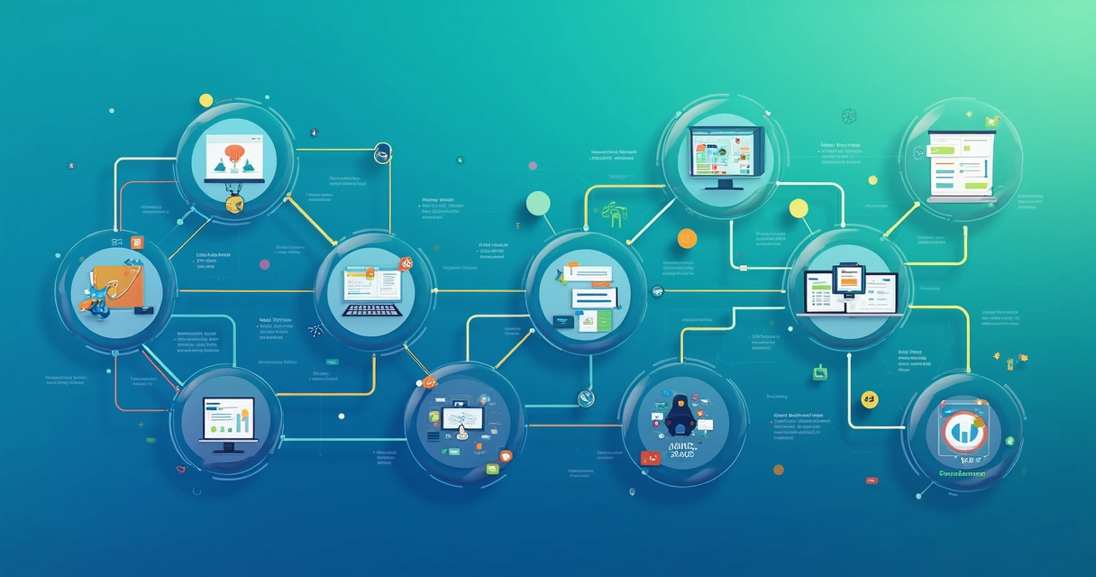 Esquema visual de tecnologias integradas ao pipeline de vendas B2B 