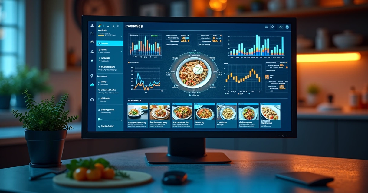 Interface virtual de inteligência artificial analisando um blog de receitas culinárias 