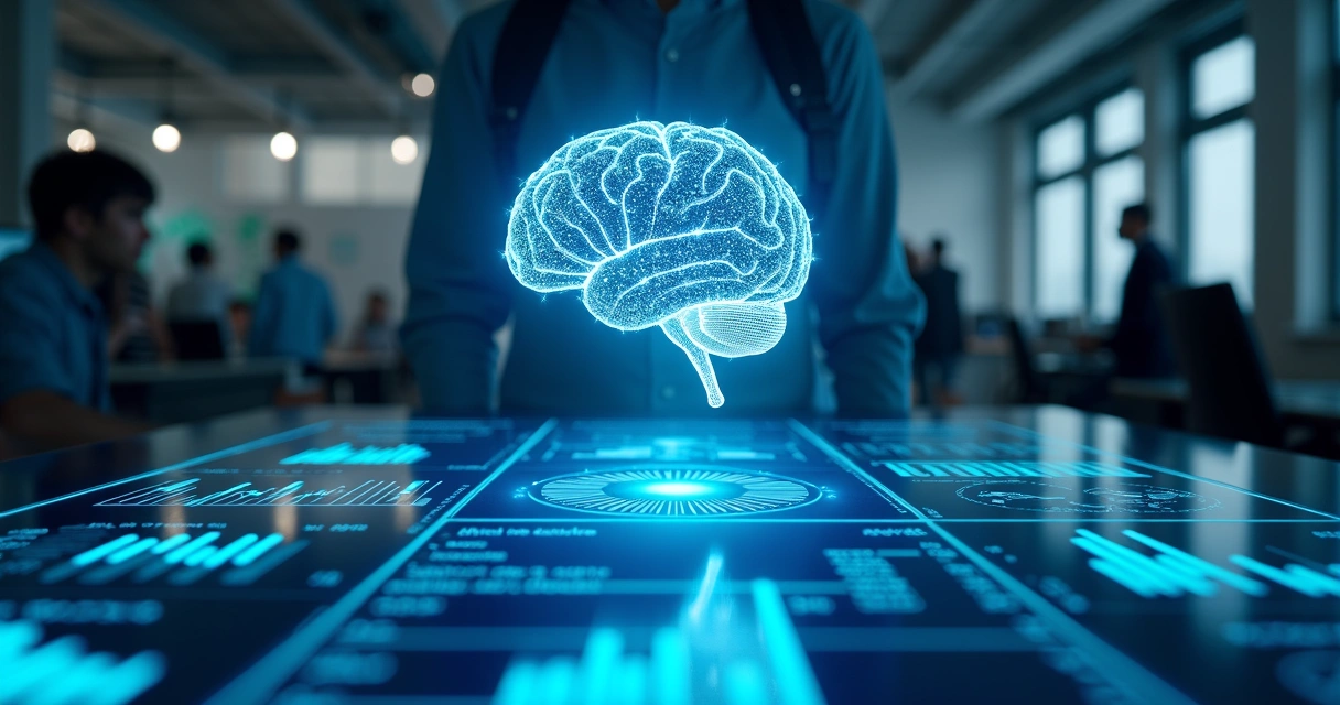 Representação visual de inteligência artificial em análise de marketing digital 