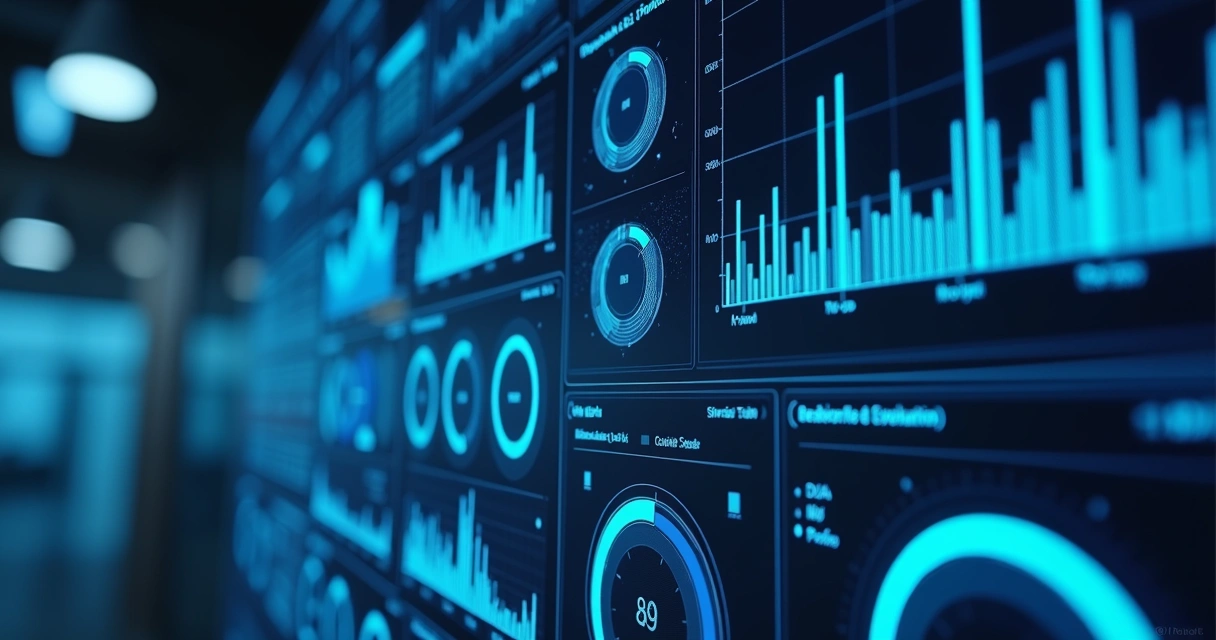 Painel digital mostrando análise de dados de RH feita por inteligência artificial