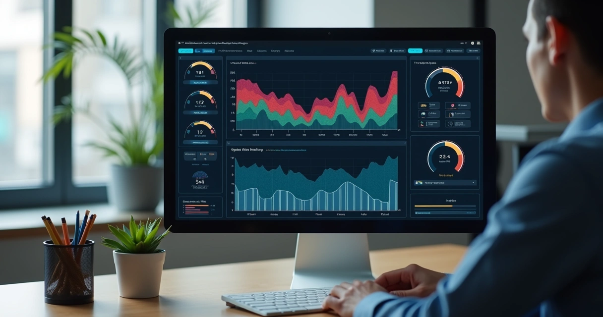 Tela de computador mostrando gráficos de inteligência emocional 