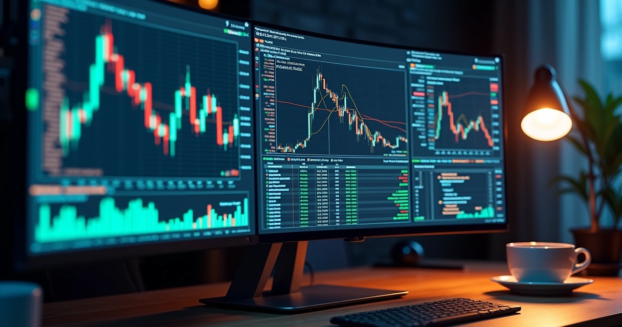 Tela de computador com gráficos de commodities agrícolas e algoritmos 