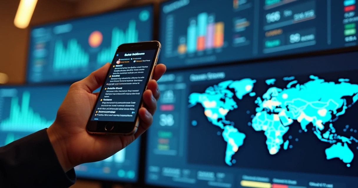 Painel digital mostrando monitoramento de menções online em tempo real 