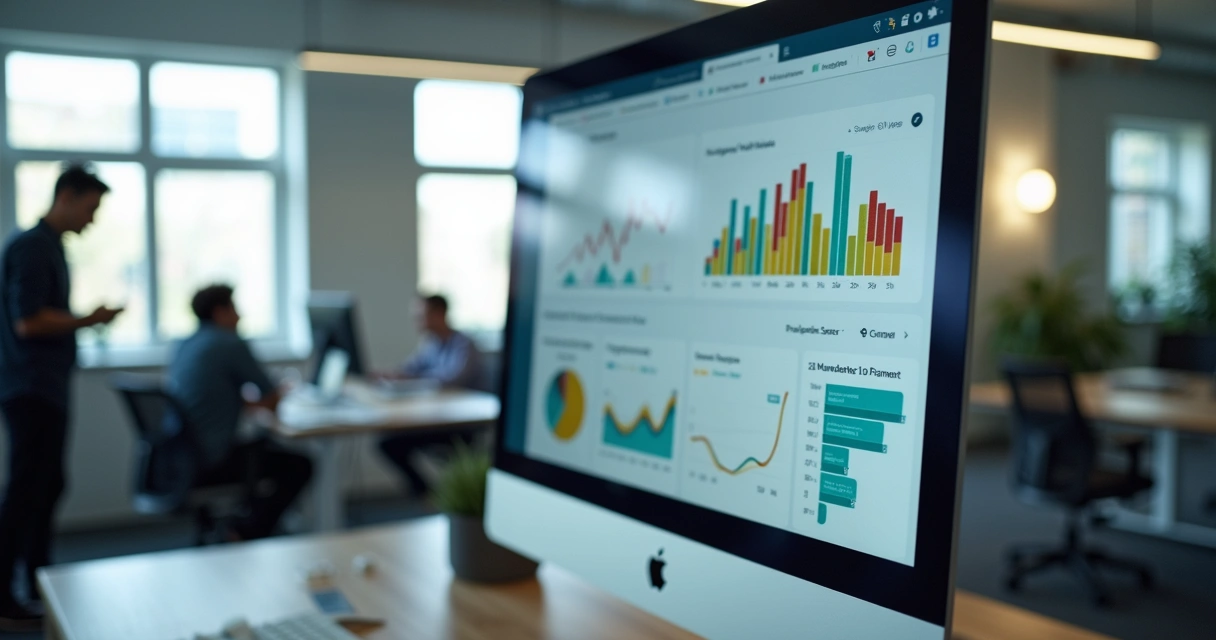 Tela de computador mostrando ferramentas de monitoramento de bem-estar no ambiente de trabalho.