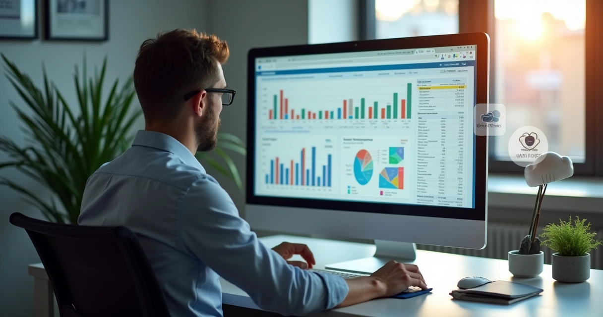 Gestor analisando fluxo de caixa digital em dashboard financeiro 