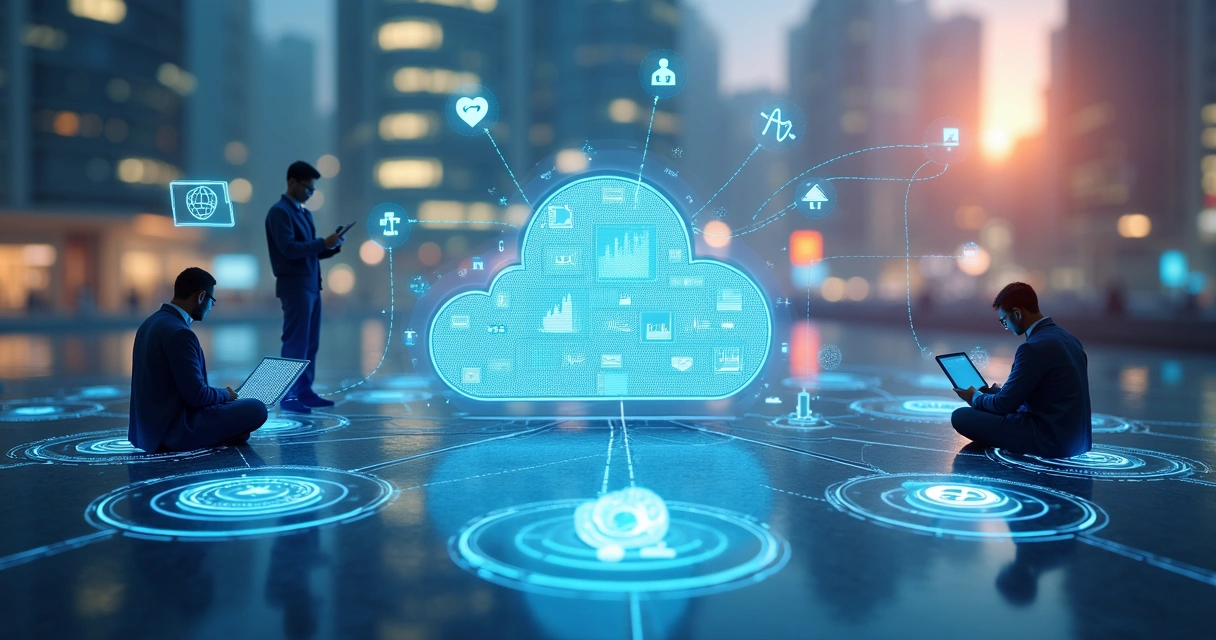 Setores de saúde, finanças, varejo e tecnologia conectados por uma nuvem digital