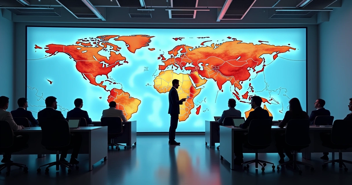 Painel digital mostrando mapa do canteiro com áreas de risco temporárias em destaque 