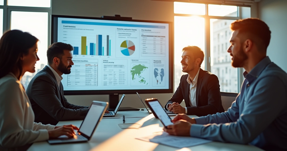 Equipe analisando plataformas de prospecção B2B na tela 