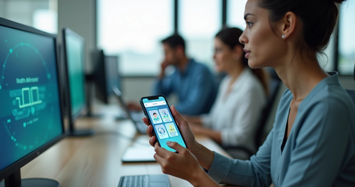Colaborador acessando benefício saúde em aplicativo corporativo 