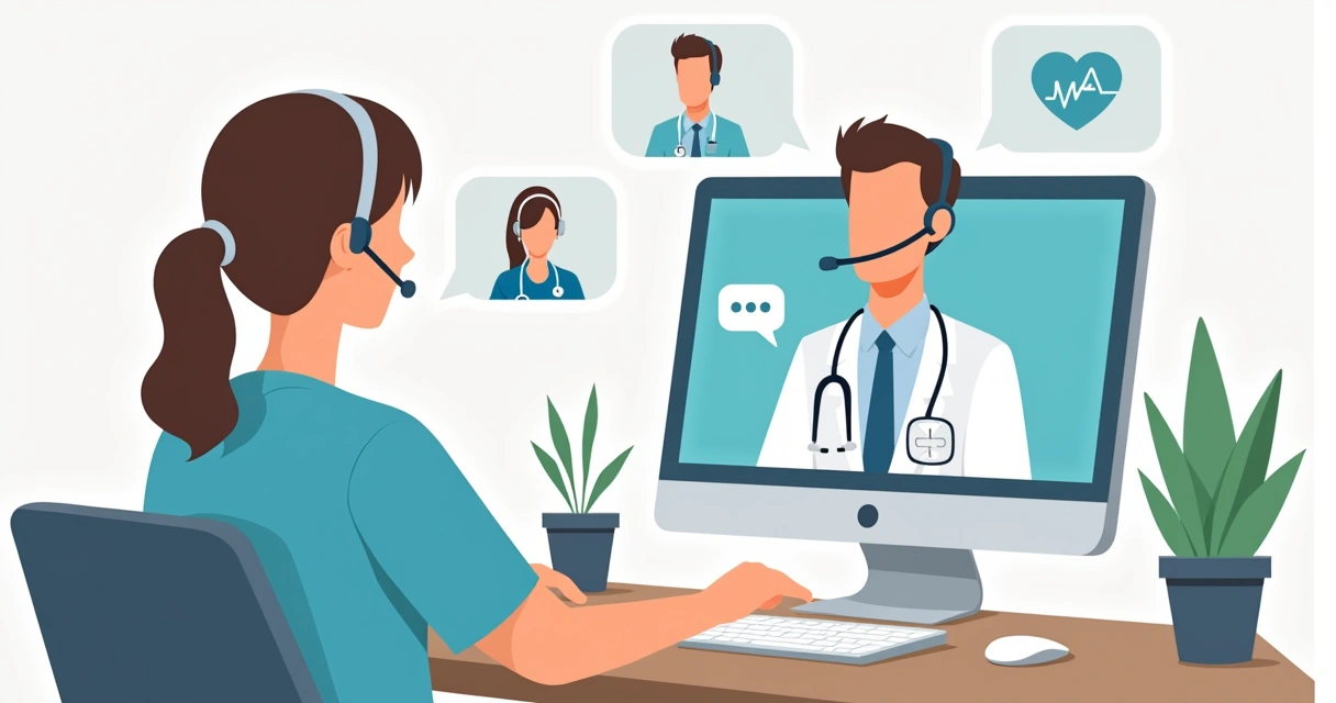 Consulta de telemedicina entre paciente e médico em tela de computador 