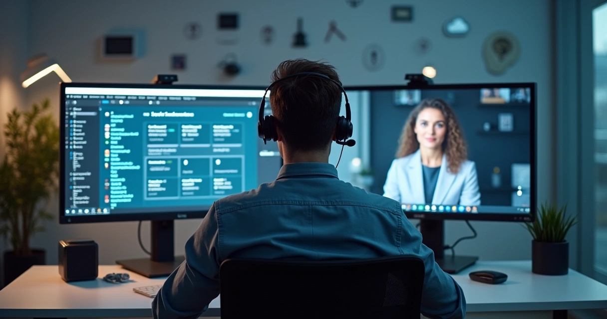 Suporte técnico realizando atendimento remoto por computador