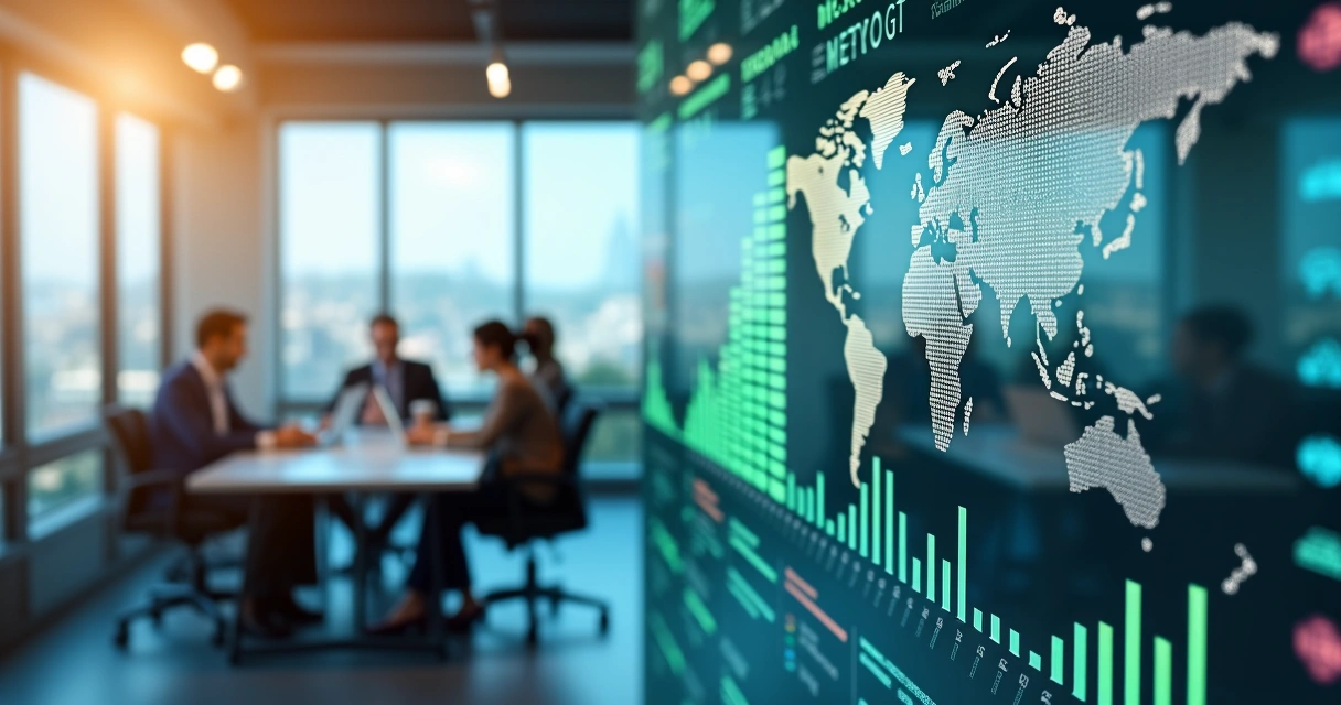 Tela digital mostrando métricas de impacto social em ambiente empresarial 