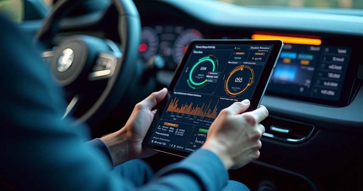 Tablet mostra gráficos de telemetria de veículos 