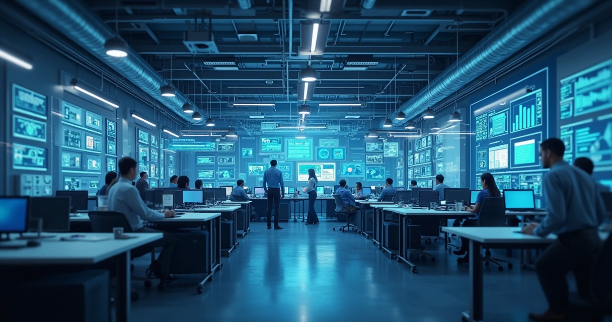 Esquema de diferentes tecnologias de IA conectadas em um processo empresarial 