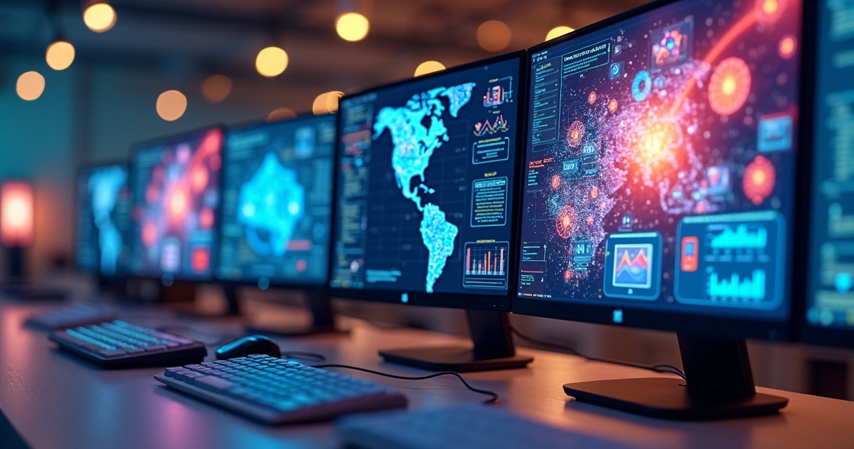 Ilustração de diversas ferramentas de IA emergentes 