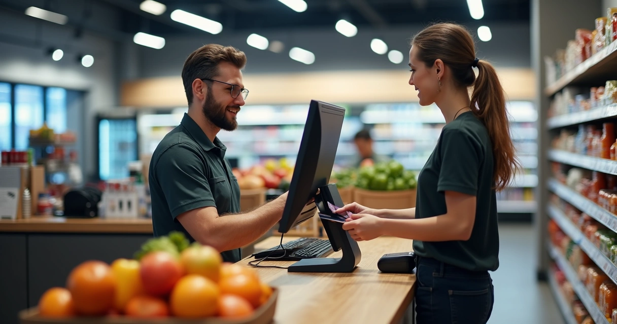 Caixa de supermercado com TEF integrado ao computador 