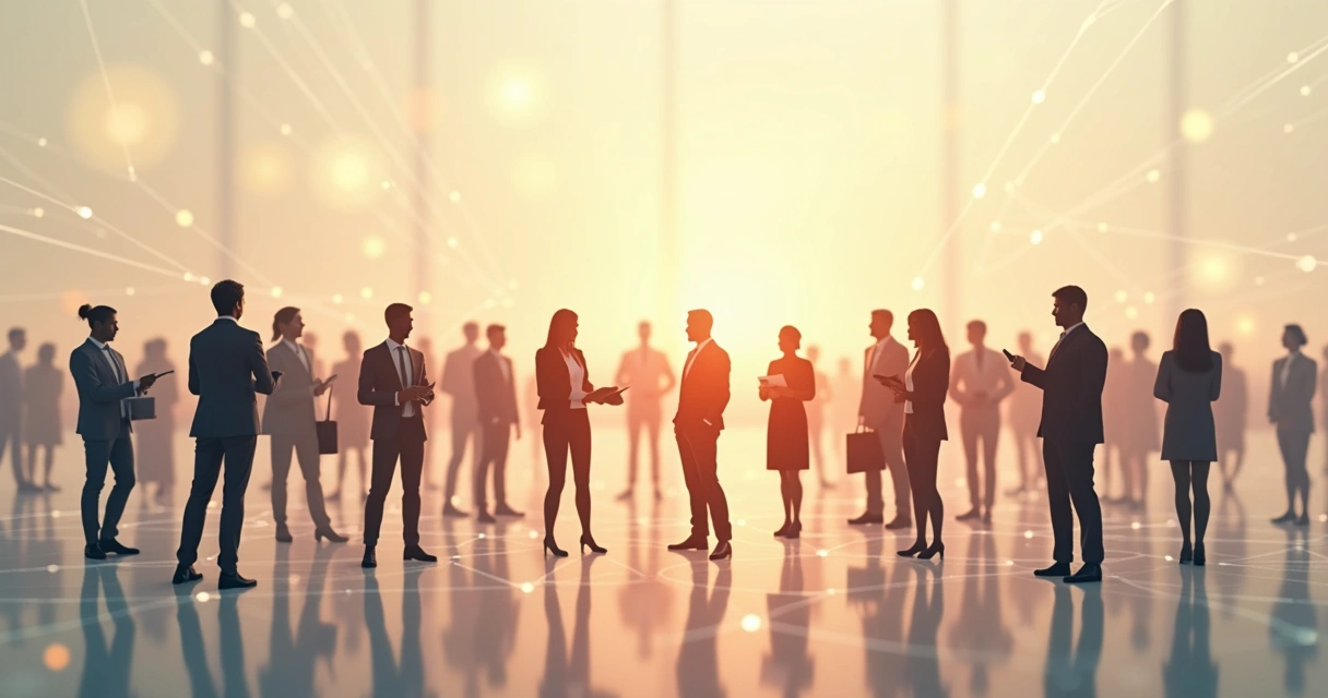 Representação visual de conexões invisíveis entre pessoas em uma empresa 