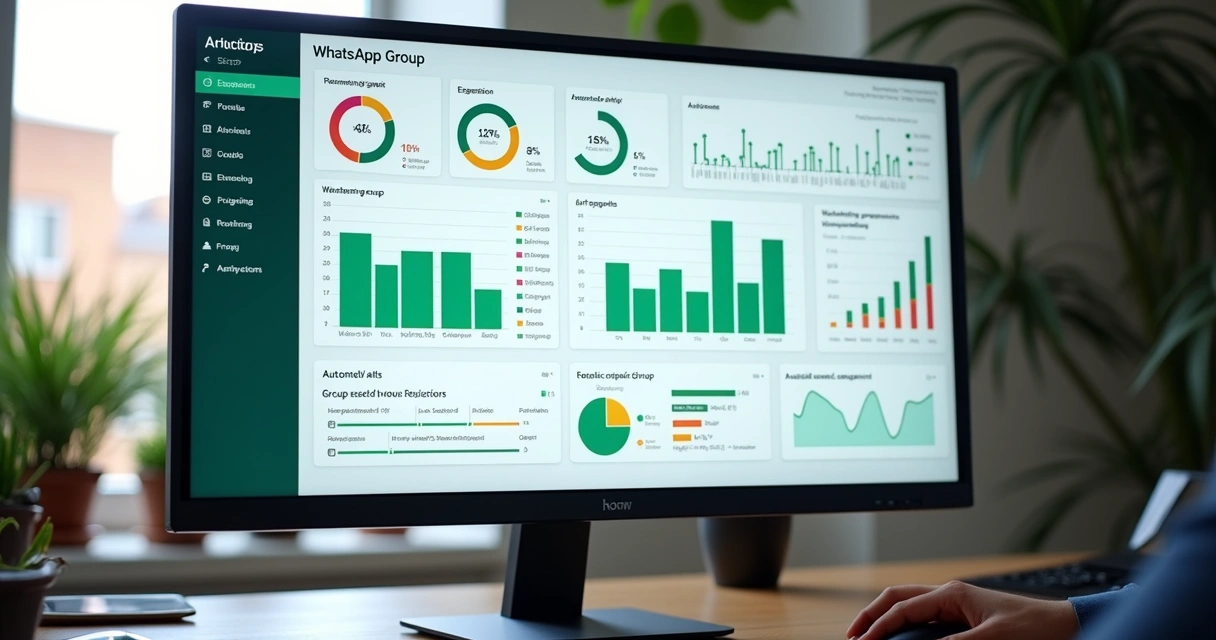 Gráfico de engajamento do grupo WhatsApp em dashboard digital 