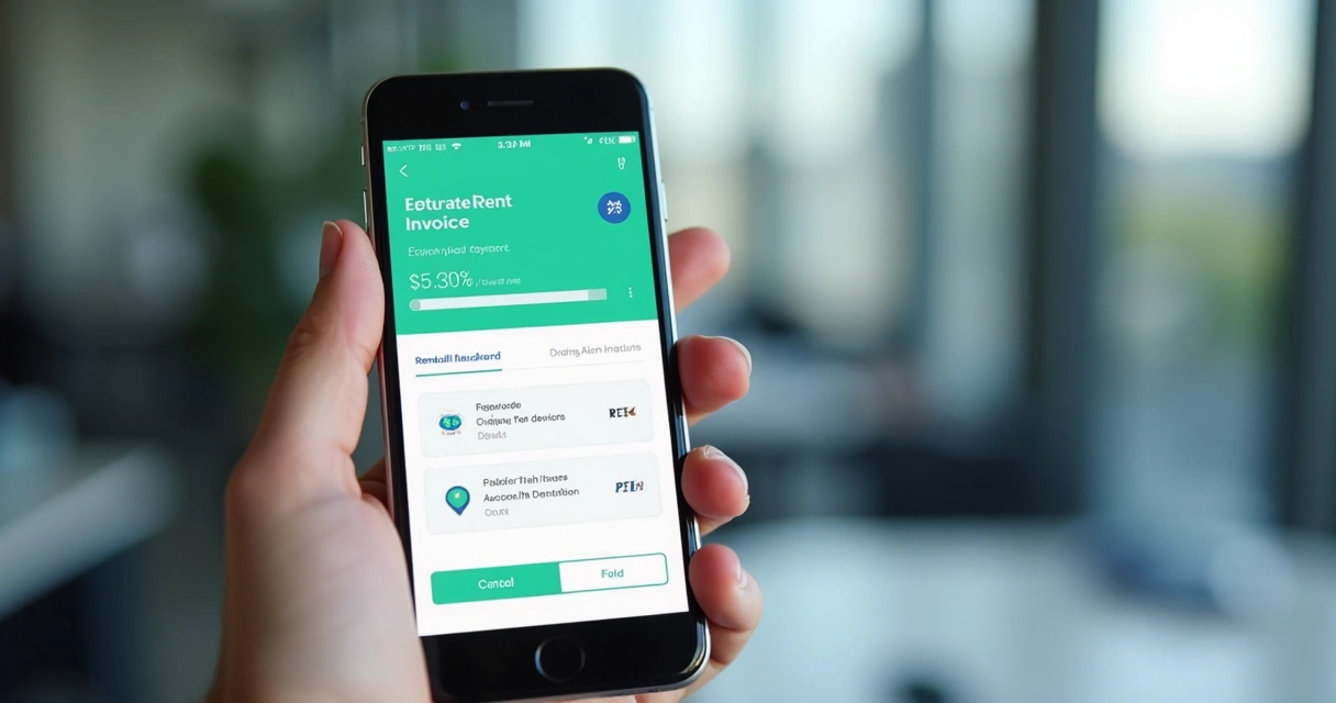 Tela de aplicativo mostrando emissão automática de boletos de aluguel 