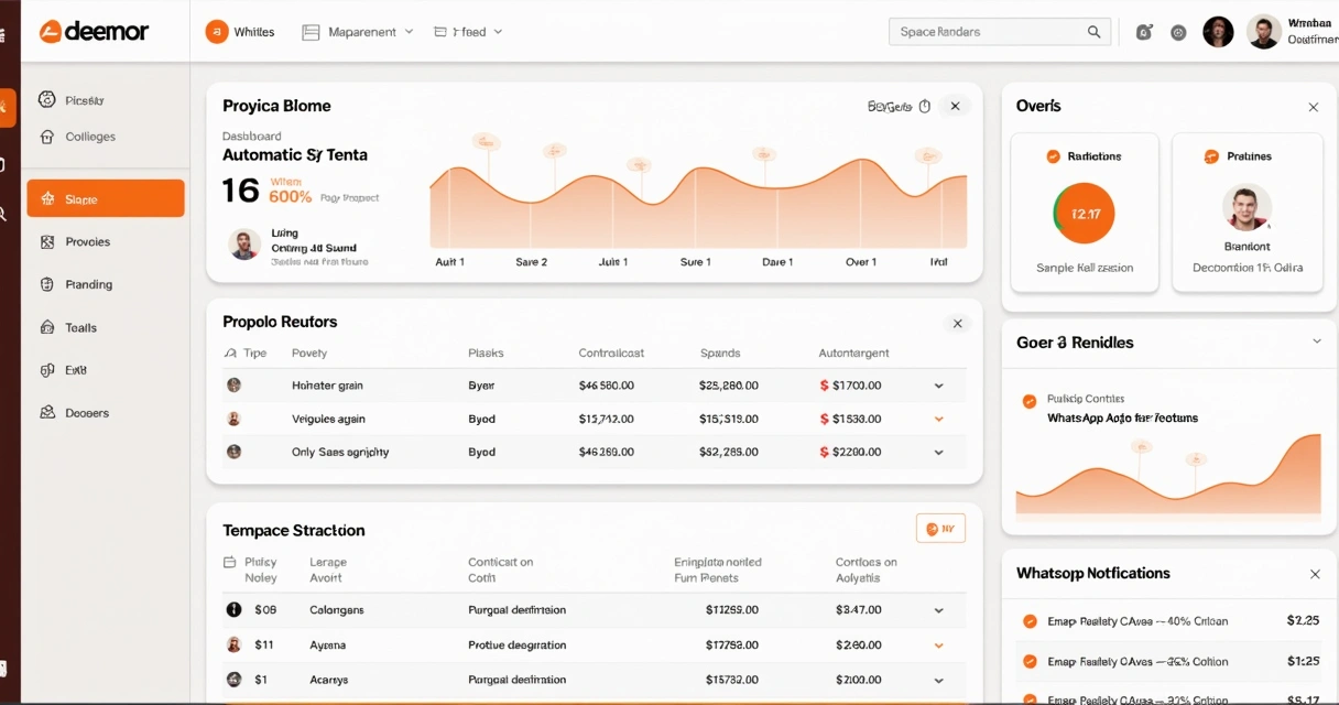 Interface mostrando painel de controle de aluguéis