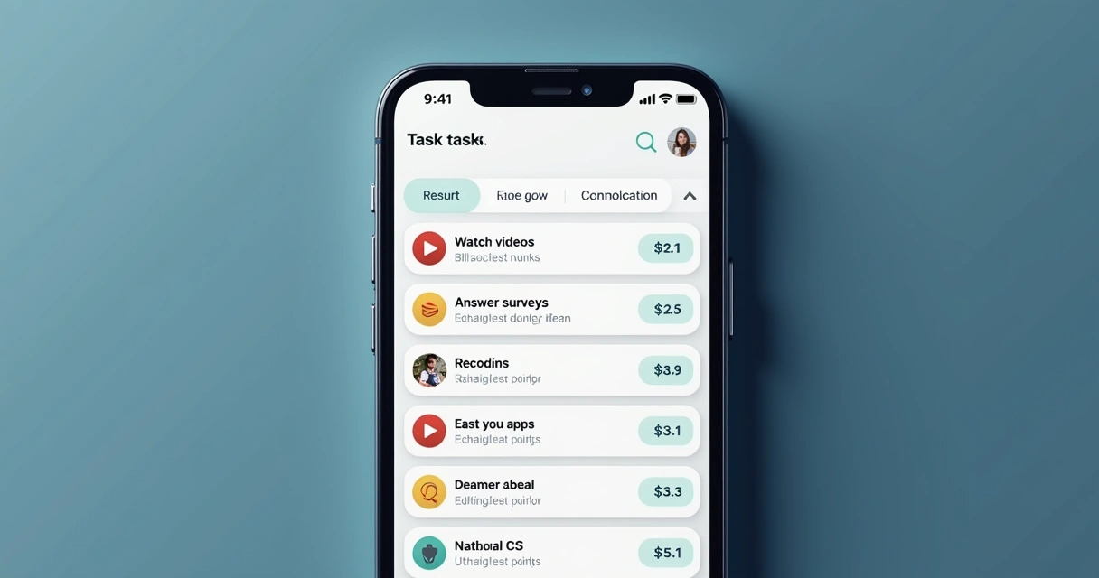 Aplicativo exibindo tarefas para ganhar pontos
