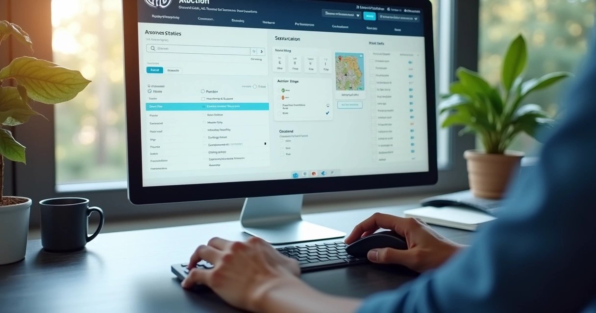 Tela de computador com filtros avançados de busca de imóveis 