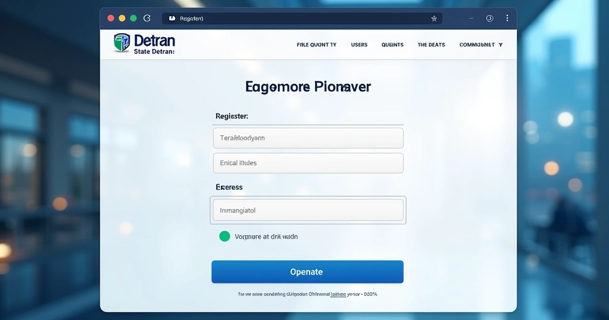 Página de cadastro do usuário no site do Detran, mostrando campos digitais de preenchimento, fundo limpo, interface moderna e opções claras para iniciar o agendamento dos exames.