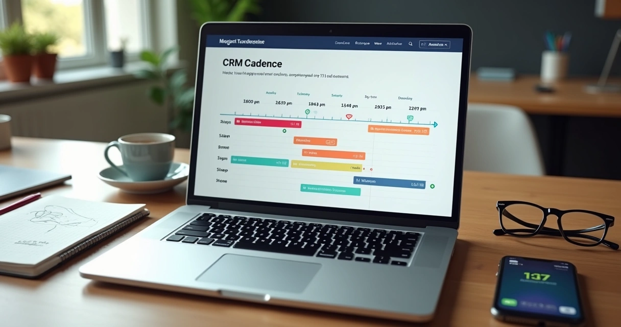 Tela com cadência de contatos no CRM