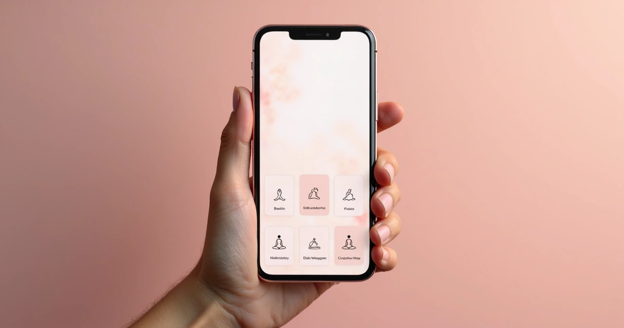 Celular exibindo aplicativo de mindfulness 