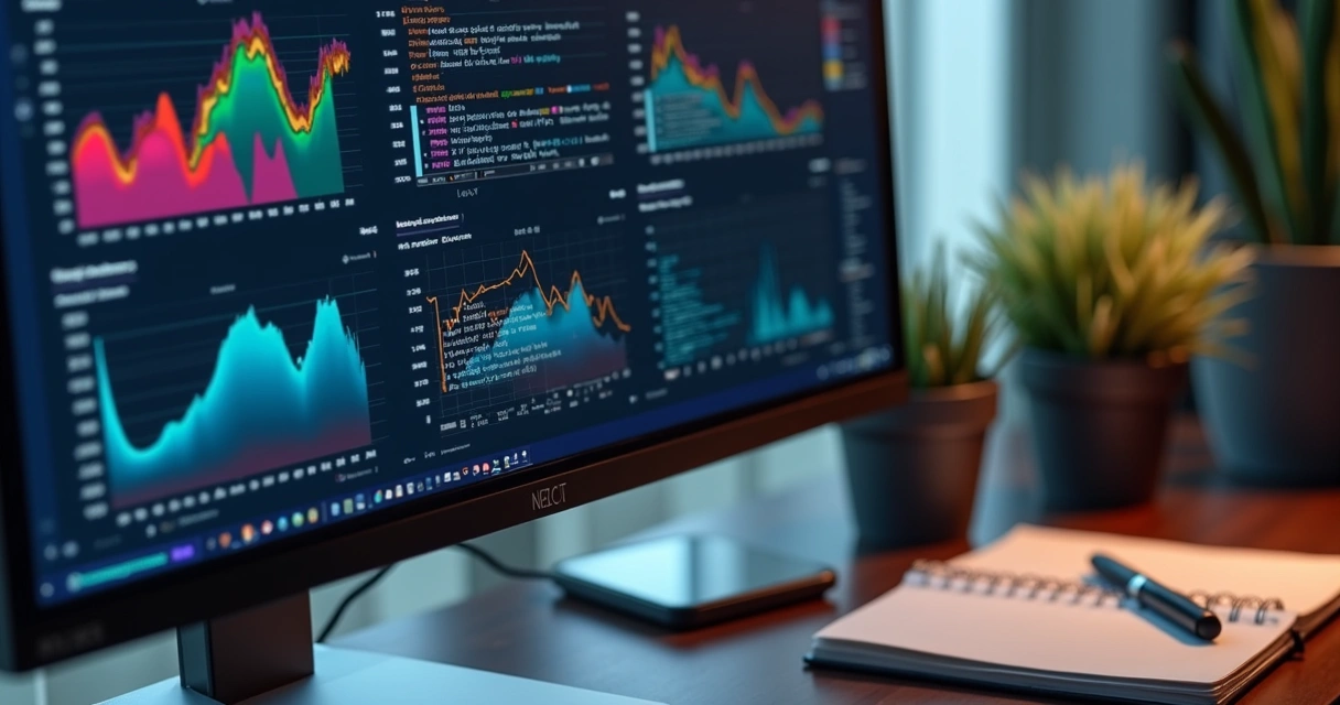 Tela de computador exibindo códigos e gráficos de plataforma de machine learning 