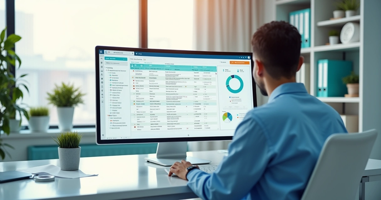 Profissional de saúde analisando códigos CID em painel digital na clínica 