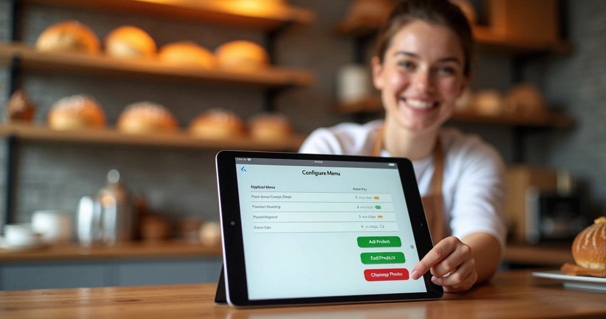 Tela de configuração menu digital intuitiva