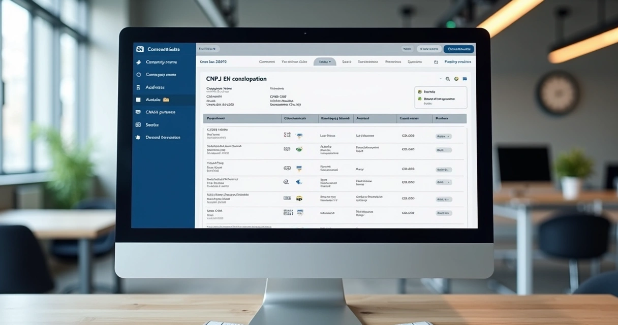 Consulta a dados completos do cadastro nacional de pessoa jurídica em tela digital 