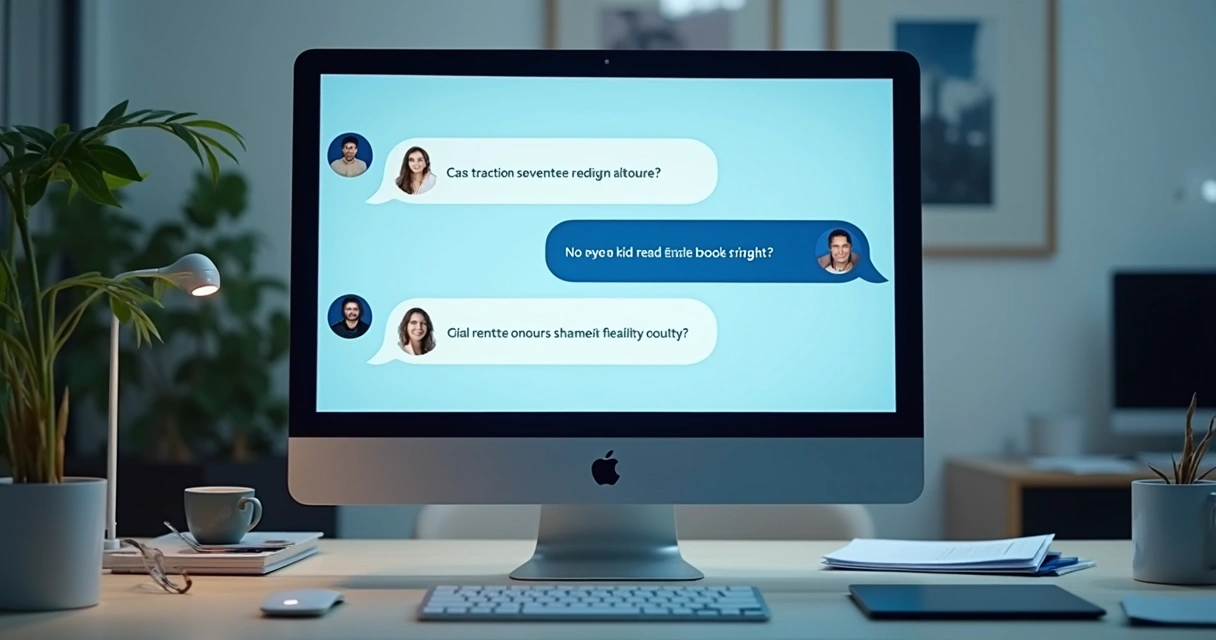 Conversa simulada entre inteligência artificial e cliente em tela digital 