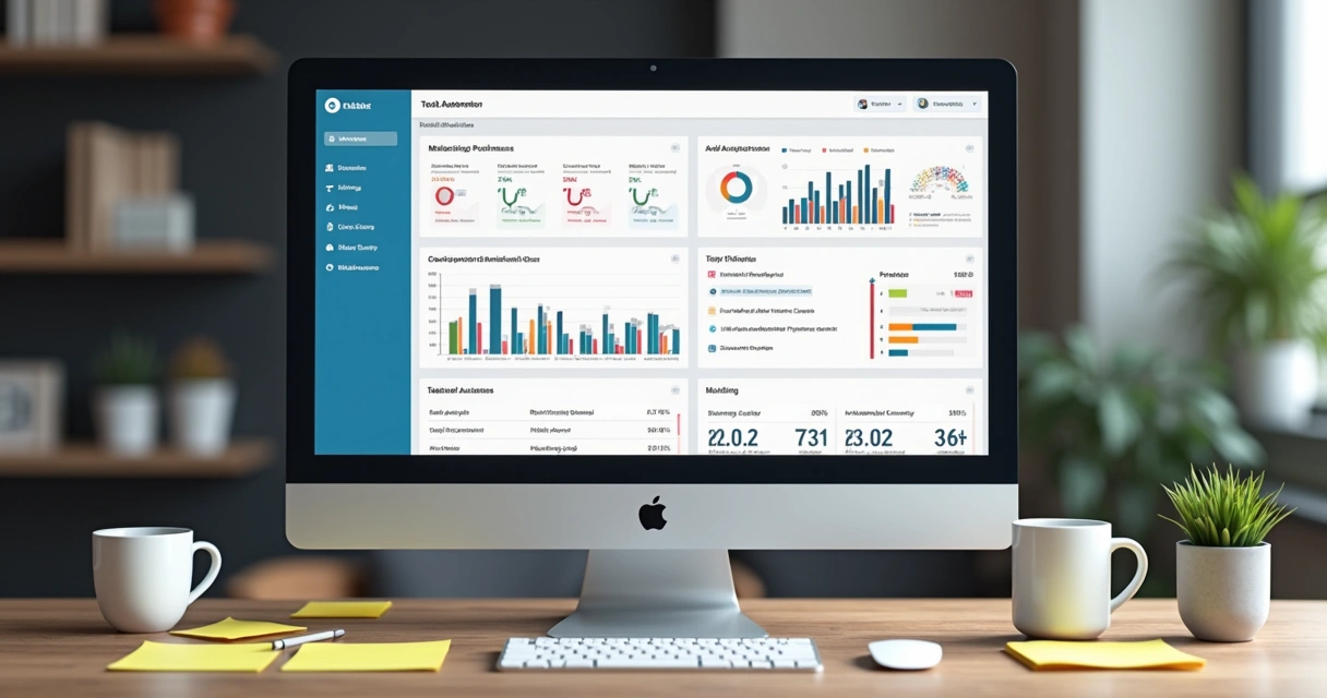 Tela de CRM mostrando automação de tarefas e gráficos