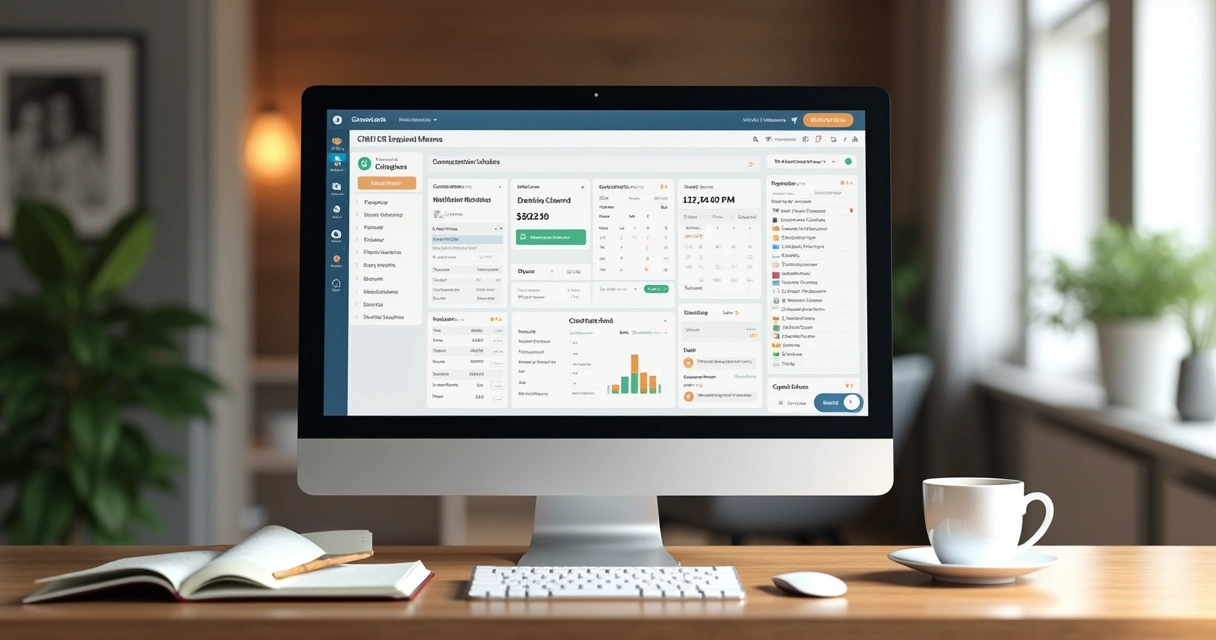 Tela de CRM hotel mostrando dados de hóspedes e calendário 