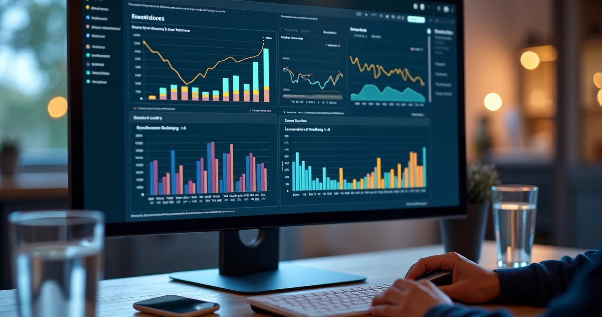 Tela de CRM de vendas com gráficos coloridos e pipeline visual
