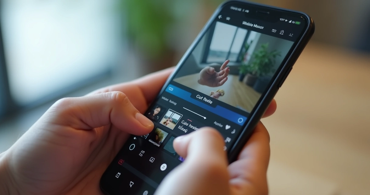 Tela de edição de vídeo em smartphone 