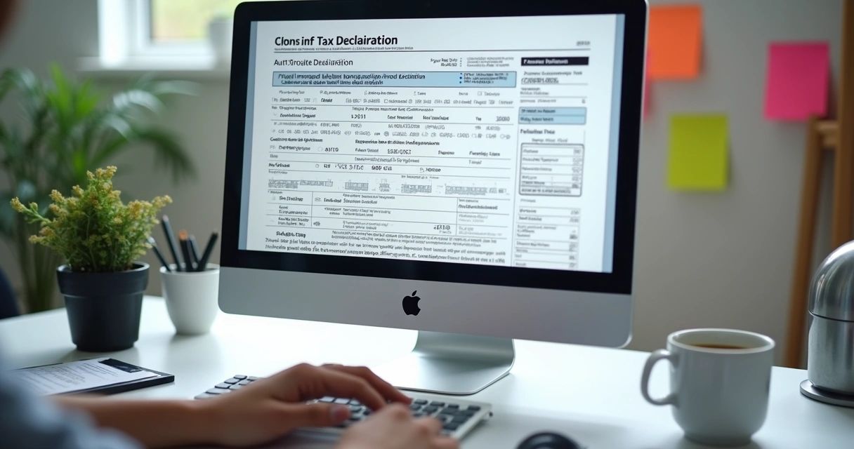 Tela de declaração pré-preenchida do Imposto de Renda em computador moderno 
