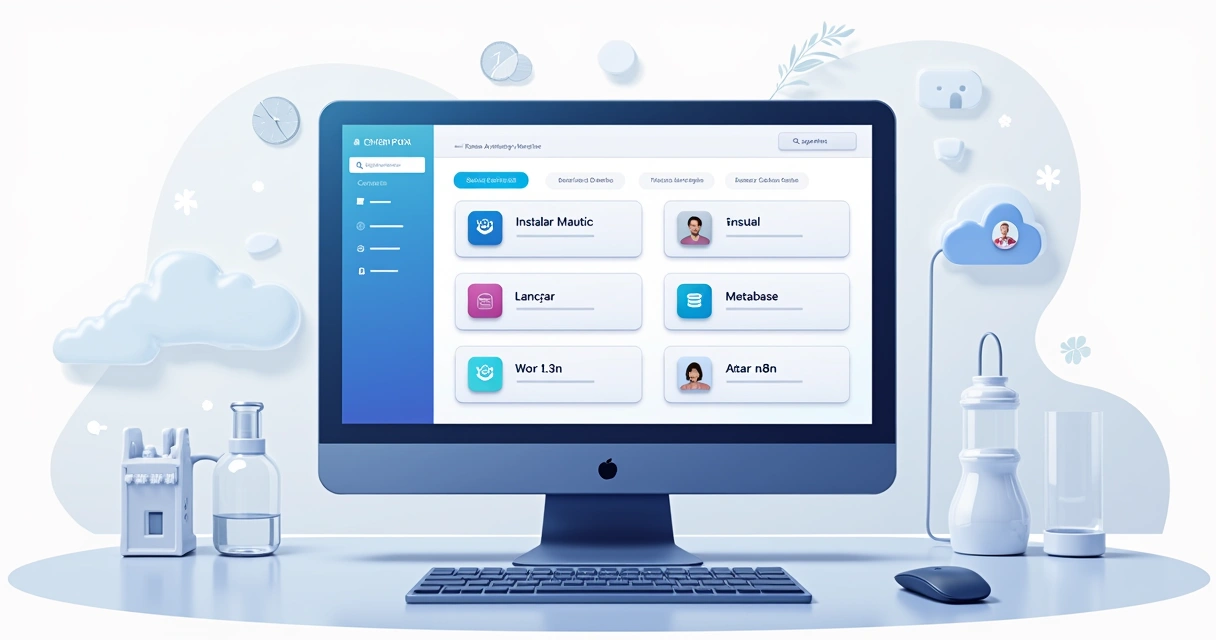 Tela de painel com opções de deploy automatizado SaaS