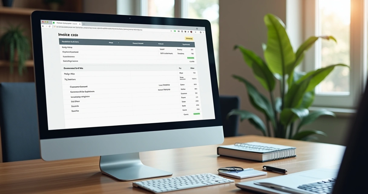 Tela de computador com sistema online de emissão de nota fiscal. 